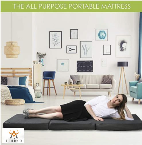 Tri Fold POE Mattress With Removable Cover Lightweight Portable